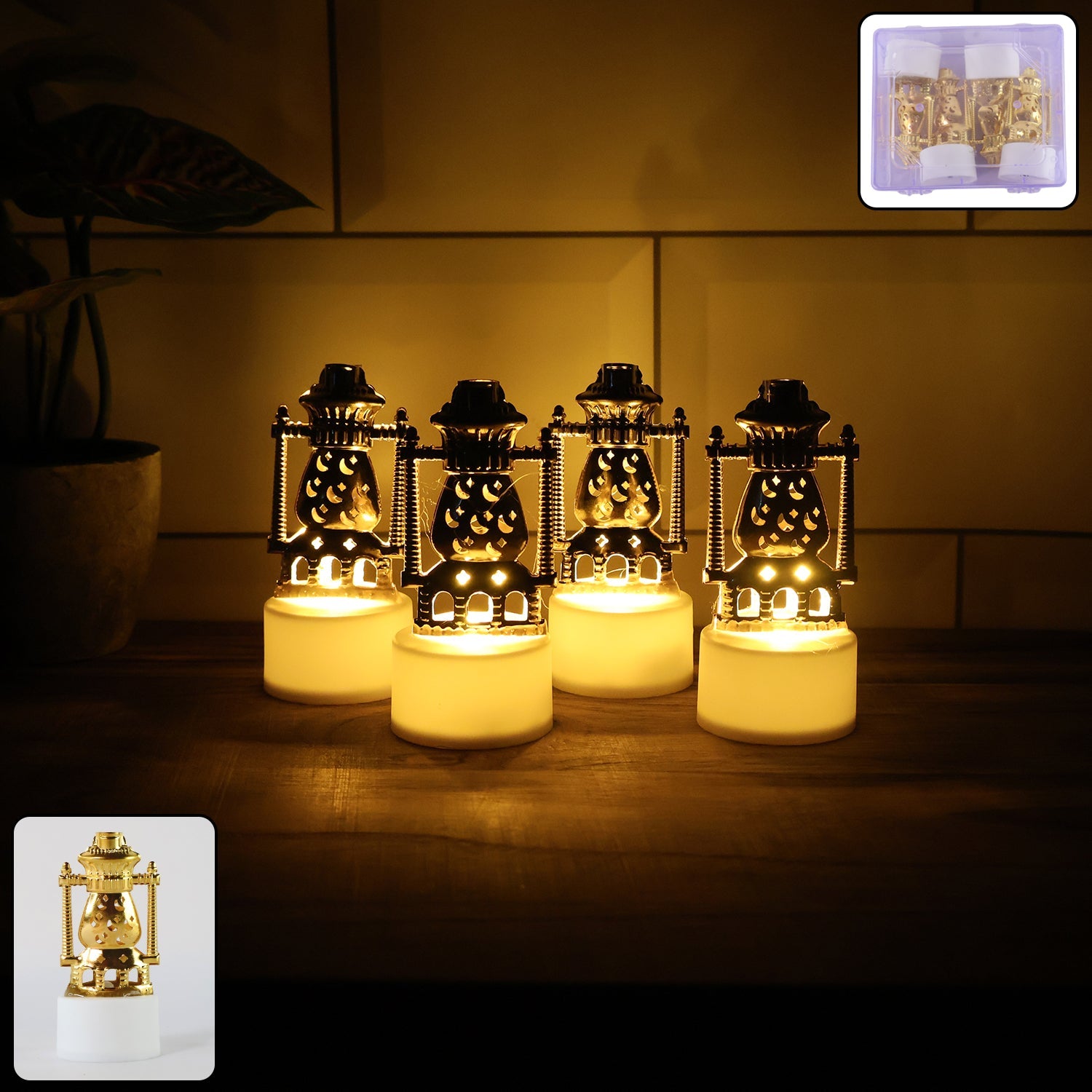 Mini Lantern-Style Flameless LED Tealights - (4 Pc) Mini Lantern-Style Flameless LED Tealights - (4 Pc)